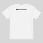 White t-shirt with 'Nocturnal Notion' logo on a gray background